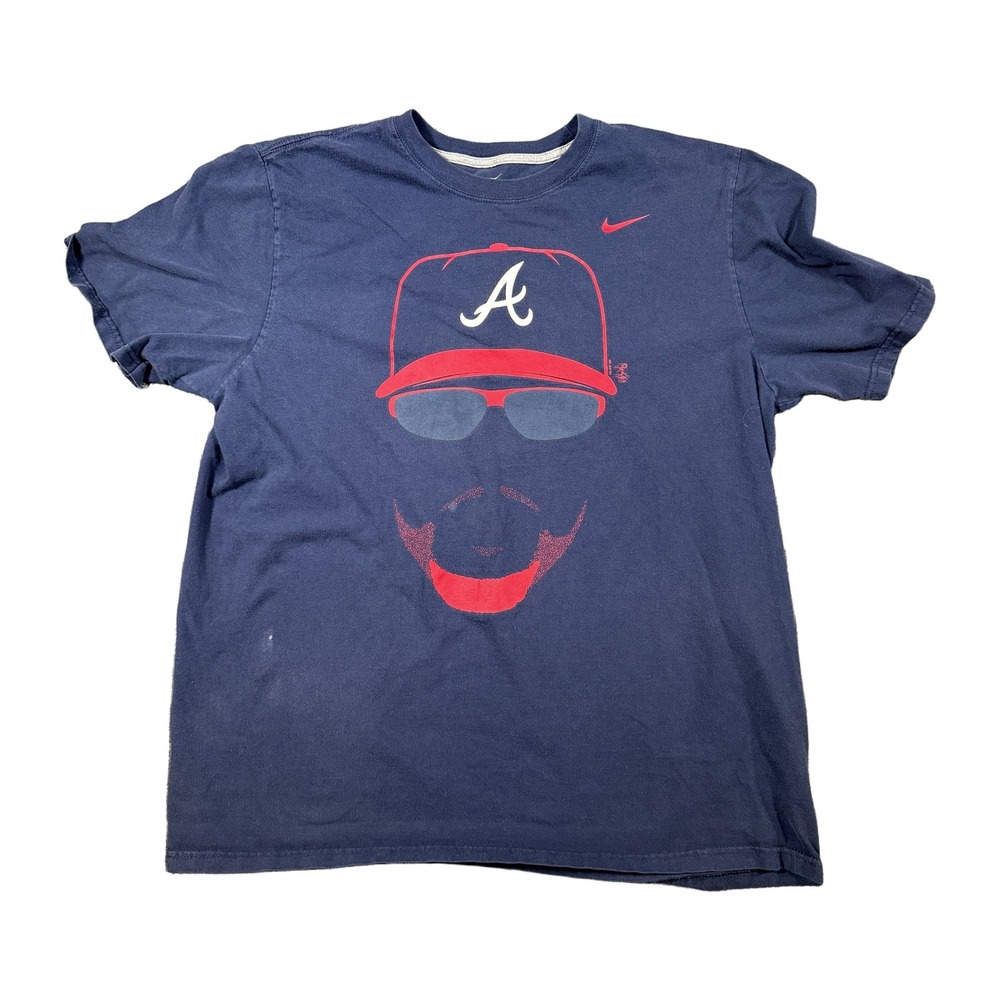 Nike Atlanta Braves Brian McCann Graphic T Shirt Navy Mens XL 2011 Flaws